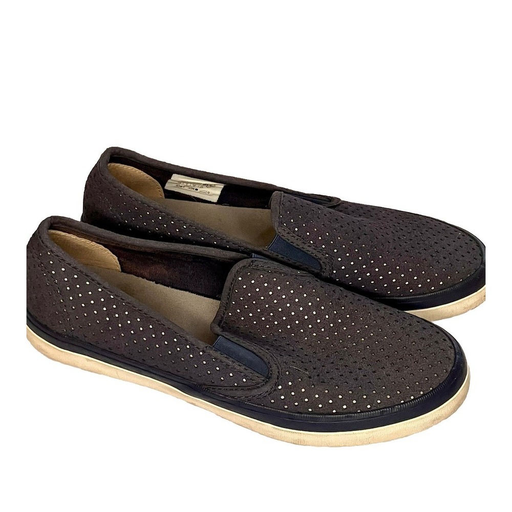 Sperry Shoes Sz 7.5 Black  Mesh Seaside Perforated Slip‎ On Sneakers Kicks
